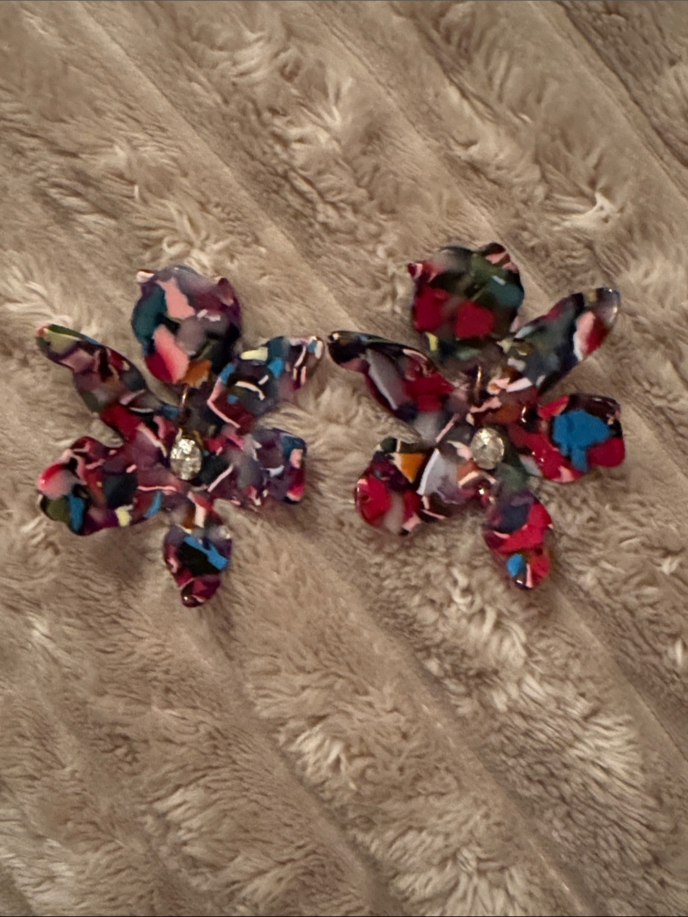 Multicolor Floral Resin Drop Earrings - Statement Flower Design